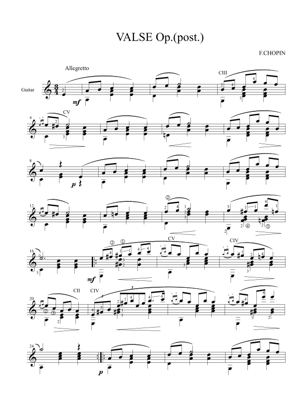 Valse in a minor, Op. Posth. (arr. Milan Dujmović)