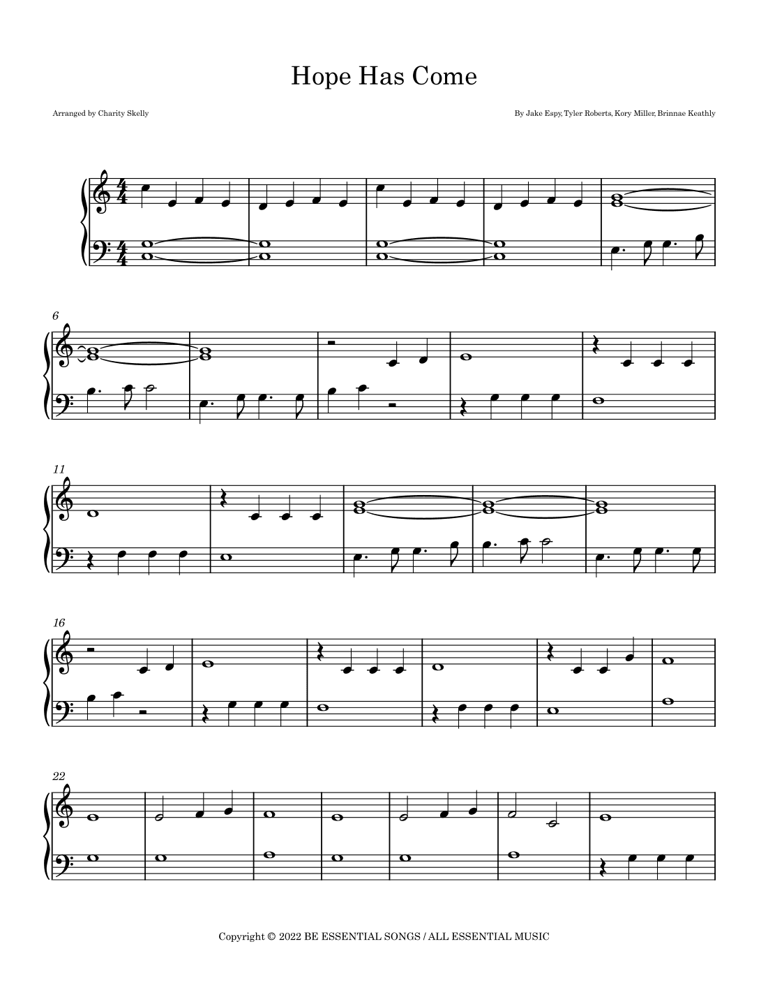 Hope Has Come (behold Him) (arr. Charity Skelly)