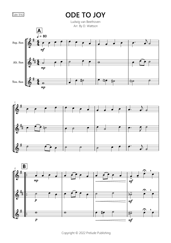 Ode To Joy (arr. D. Wattson)