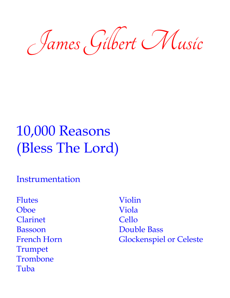 10,000 Reasons (bless The Lord) (arr. James Gilbert)