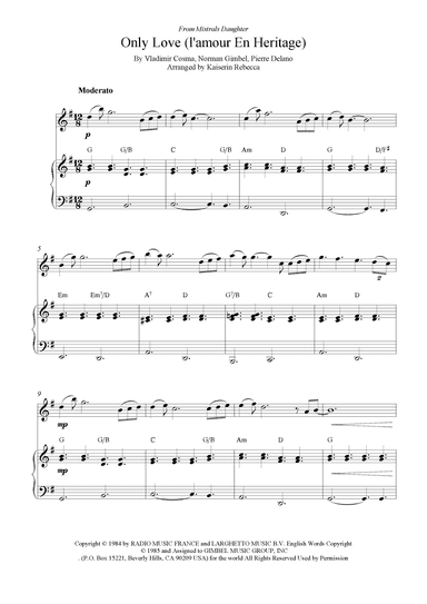 Only Love (l'amour En Heritage) (arr. Kaiserin Rebecca)