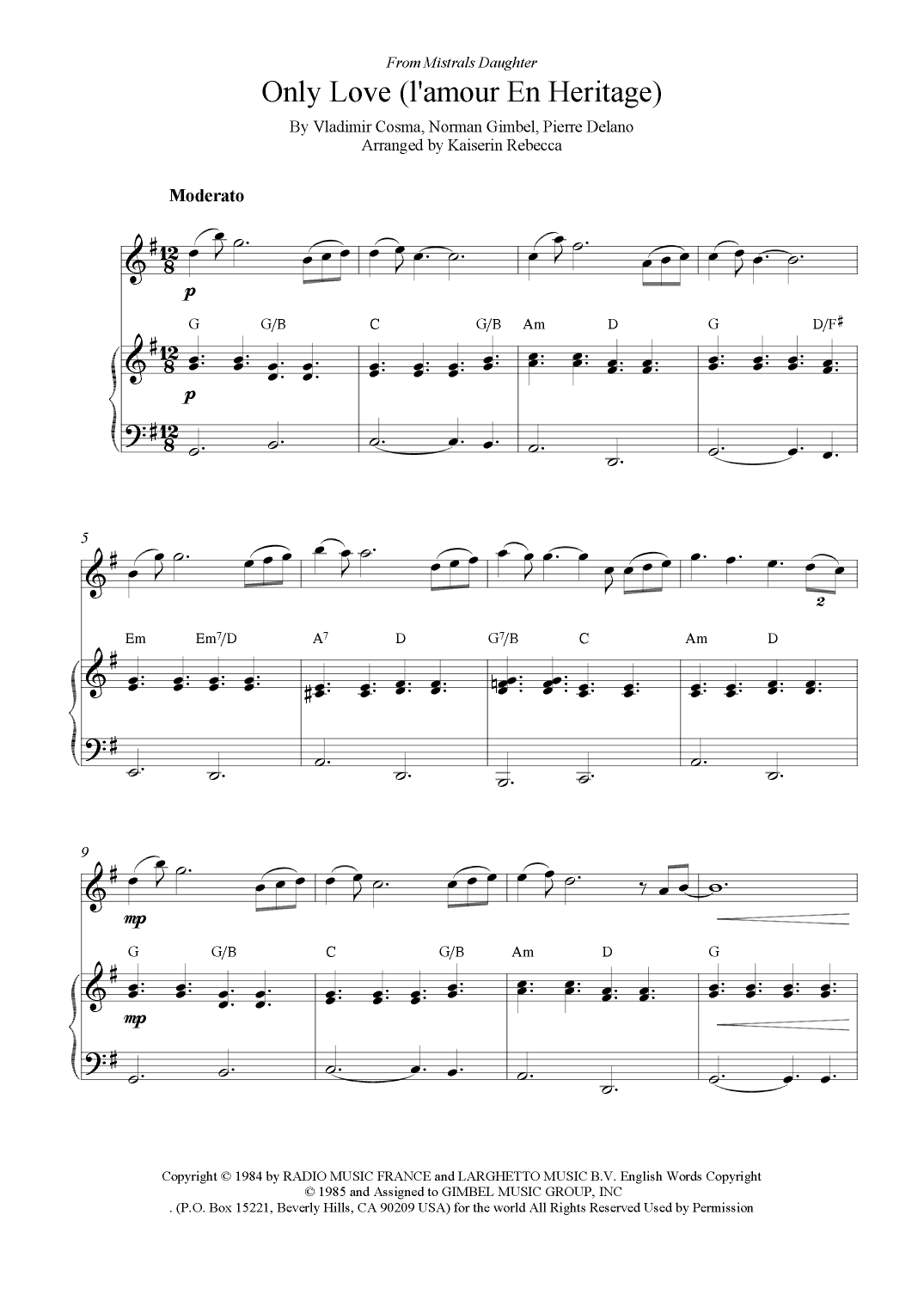 Only Love (l'amour En Heritage) (arr. Kaiserin Rebecca)