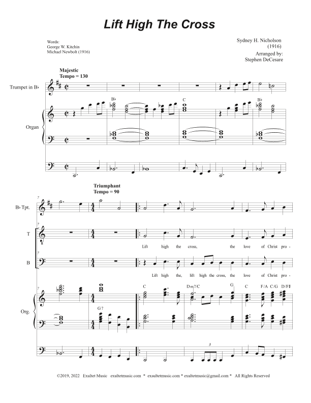 Lift High The Cross (2-part choir - (TB) (arr. Stephen DeCesare)