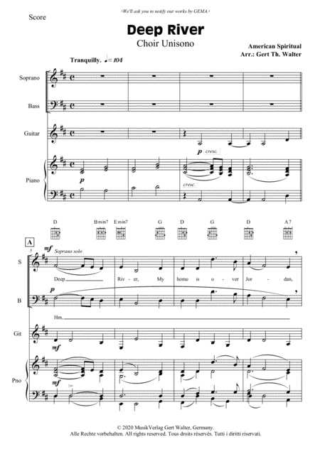 Deep River (arr. Gert Th. Walter)