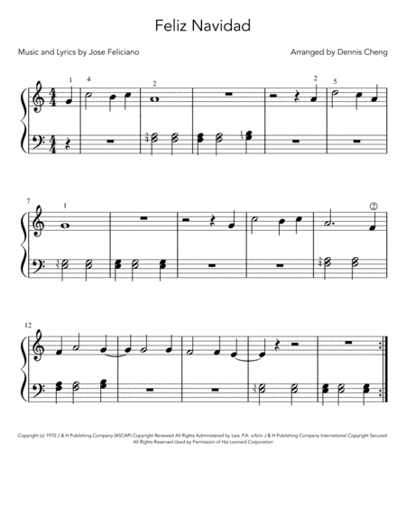 Feliz Navidad (arr. Dennis Cheng)