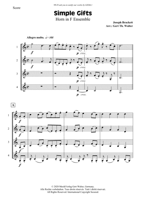 Simple Gifts (arr. Gert Th. Walter)