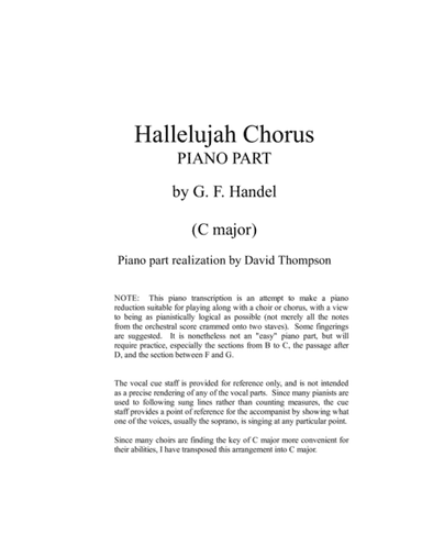 Halleluiah! Piano Accompaniment in C major (arr. David Thompson)