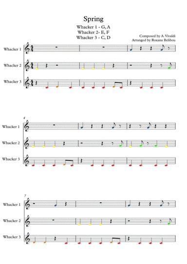Spring for 8 Notes Diatonic Boomwhackers (arr. Roxana Belibou)