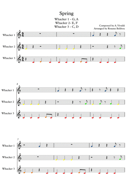 Spring for 8 Notes Diatonic Boomwhackers (arr. Roxana Belibou)