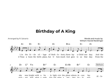 Birthday of A King (Key of A-Flat Major) (arr. R. Salvario)