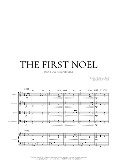 The First Noel (String Quartet and Piano) - Christmas Carol (arr. Pedro Merendi)