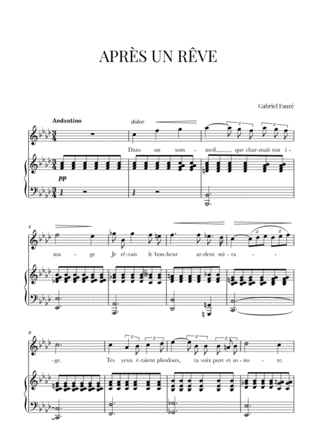 Fauré - Après un Rêve (F minor) (arr. Cadenza Editions)