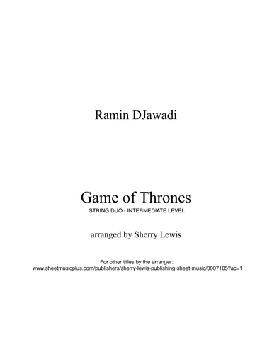 Game Of Thrones (arr. Sherry Lewis)