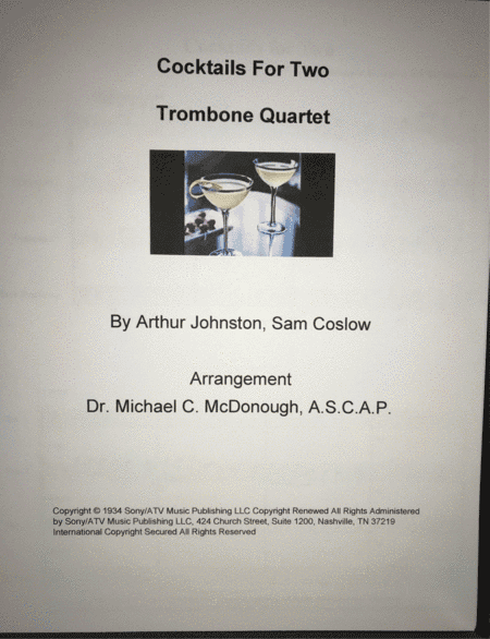 Cocktails For Two (arr. Michael McDonough A.S.C.A.P.)