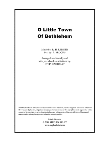 O Little Town Of Bethlehem - Lead sheet arranged in traditional and jazz style (key of F) (arr. Stephen Bulat)