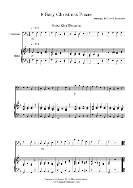8 Easy Christmas Pieces for Trombone And Piano (arr. David Burndrett)