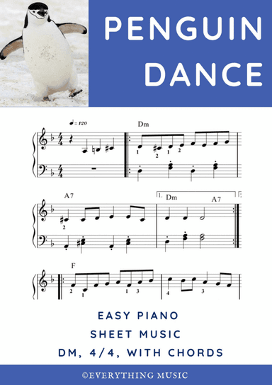 Penguin Dance. Easy piano sheet music (arr. R. Sloboder)