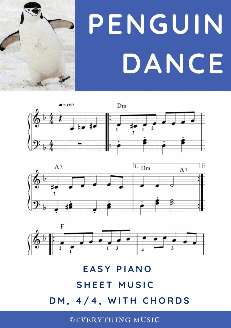 Penguin Dance. Easy piano sheet music (arr. R. Sloboder)