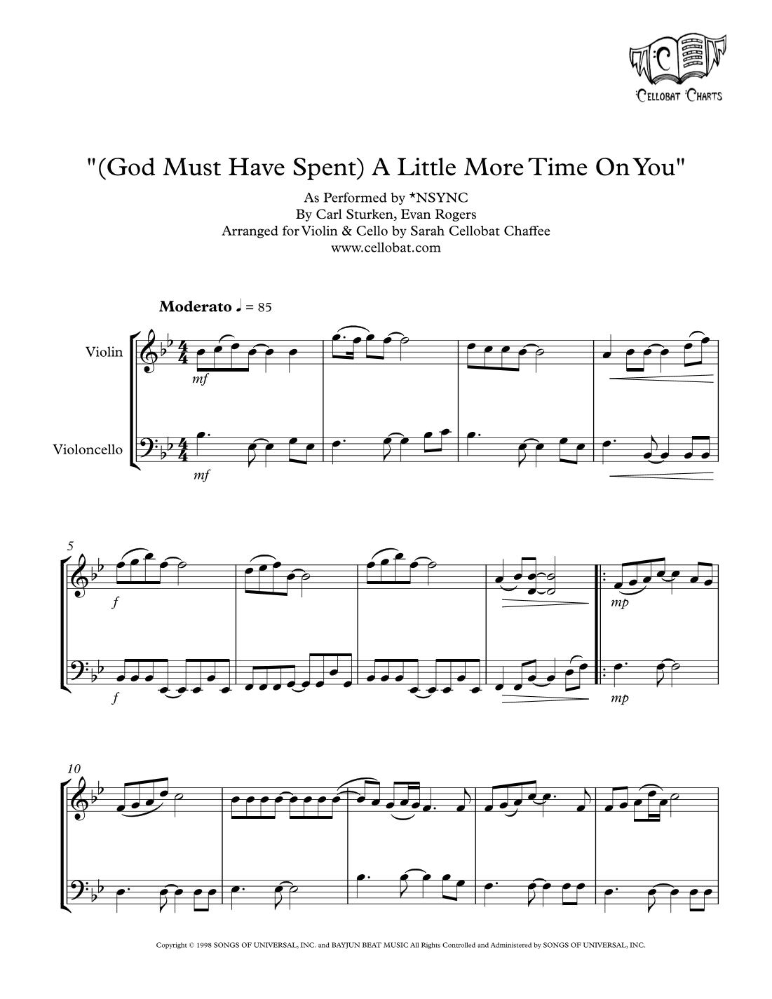 (god Must Have Spent) A Little More Time On You (arr. Sarah Cellobat Chaffee)