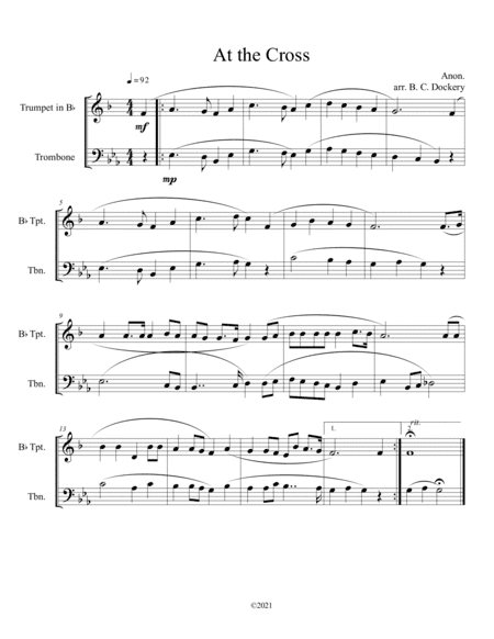 At the Cross (trumpet and trombone duet) (arr. B. C. Dockery)