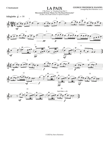 "Music For The Royal Fireworks" - III. La paix (arr. Steve Reisteter)