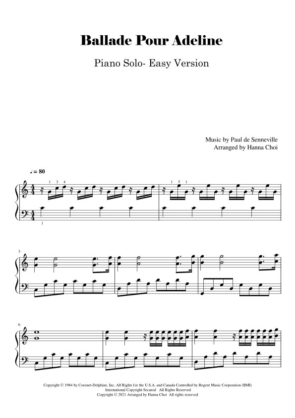 Ballade Pour Adeline (arr. Hanna Choi)