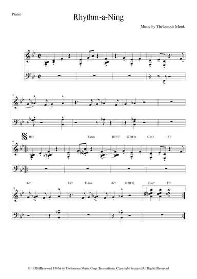 Rhythm-a-ning (arr. The Sheet Music Library)