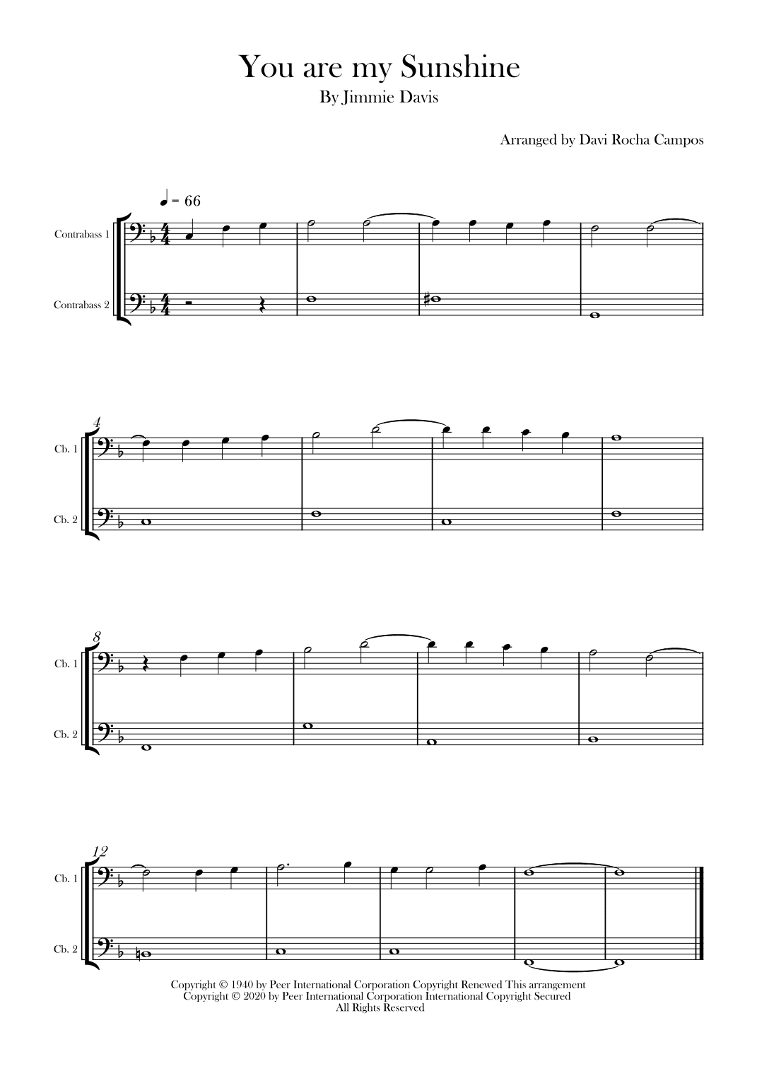 You Are My Sunshine (arr. Davi Rocha Campos)