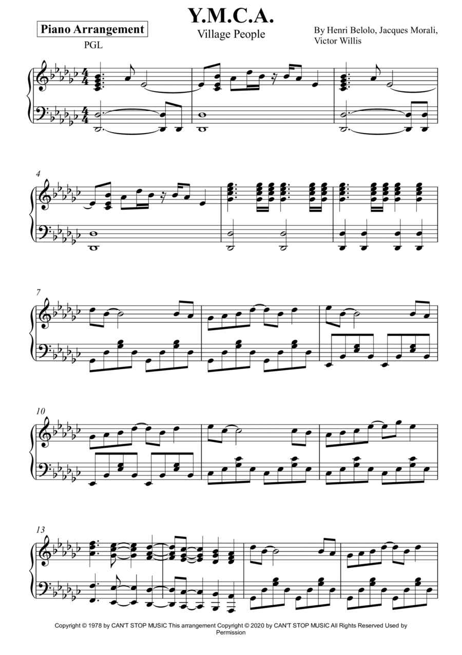Y.m.c.a. (arr. Piano Go Life)