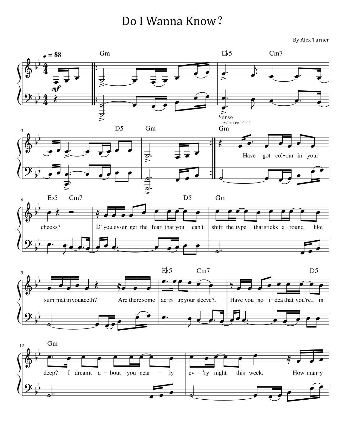 Do I Wanna Know? (arr. poon)