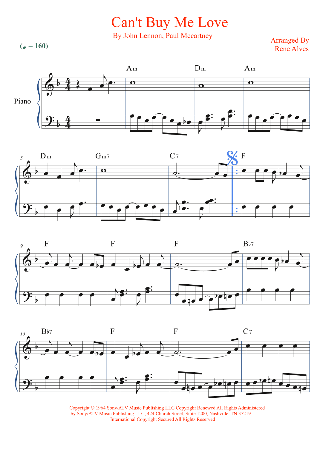 Can't Buy Me Love (arr. Rene Alves)