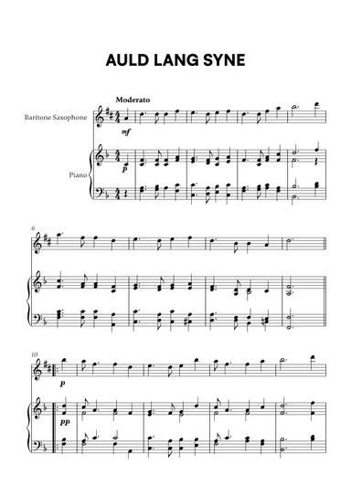 Auld Lang Syne (for Baritone Sax and Piano) (arr. Cadenza Editions)