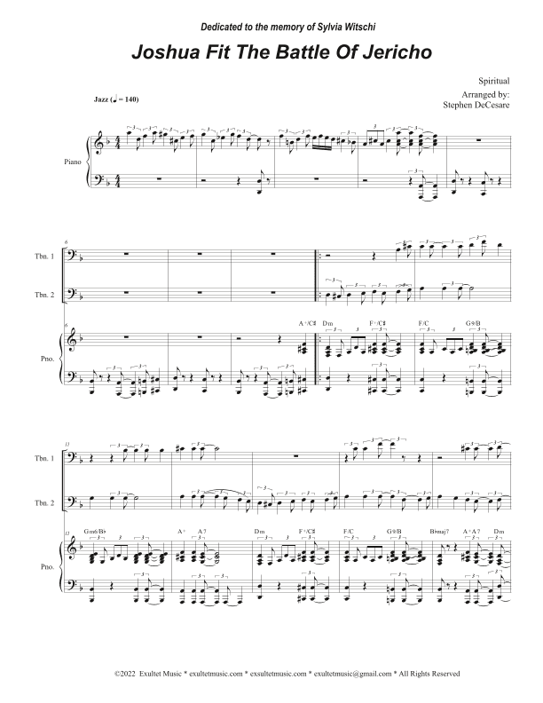Joshua Fit The Battle of Jericho (Trombone Duet) (arr. Stephen DeCesare)