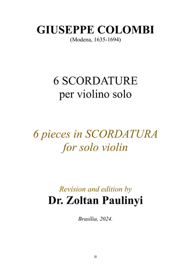 6 Scordature per violino solo (XVII century). Dr Paulinyi's edition revised for performance. (arr. Zoltan Paulinyi)