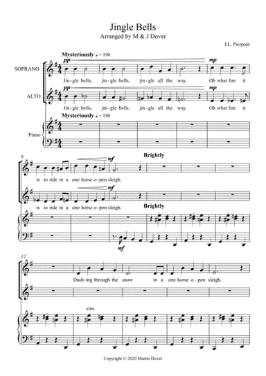 Jingle Bells - SA Two part Choir (arr. M & J Dover)