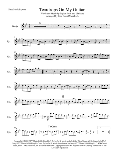 Teardrops On My Guitar (arr. Jose Daniel Morales A.)