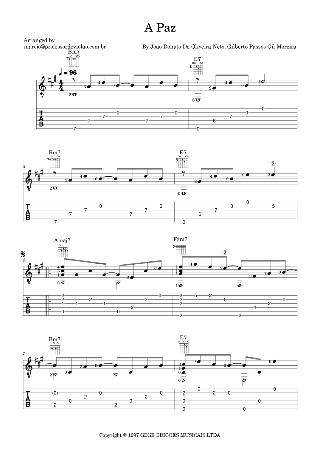 A Paz (arr. MARCIO AMARAL)