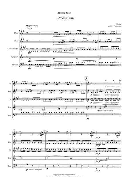 Grieg: Holberg Suite Op.40 - wind quintet (arr. Ray Thompson)