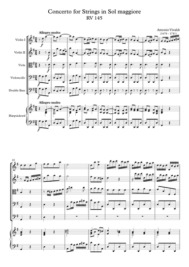 Concerto for Strings in Sol maggiore RV 145