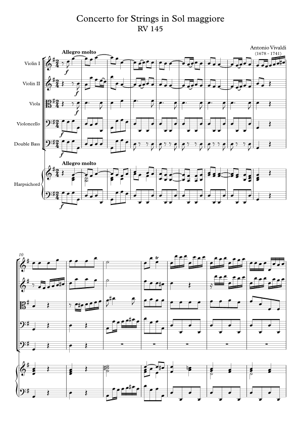 Concerto for Strings in Sol maggiore RV 145