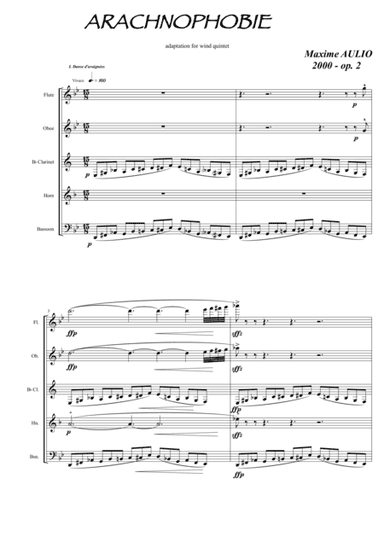 Arachnophobia, for wind quintet - score