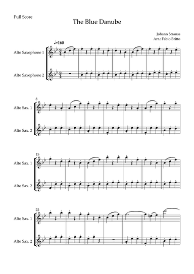 The Blue Danube (Waltz by Johann Strauss) for Alto Saxophone Duo (arr. Fabio Britto)