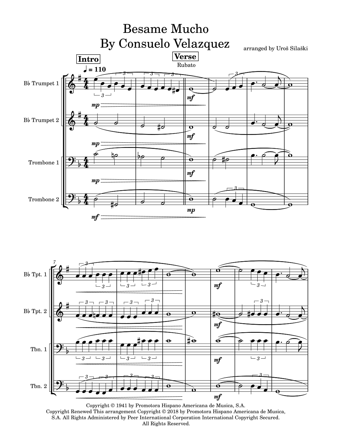 Bésame Mucho (arr. Uros Silaski)