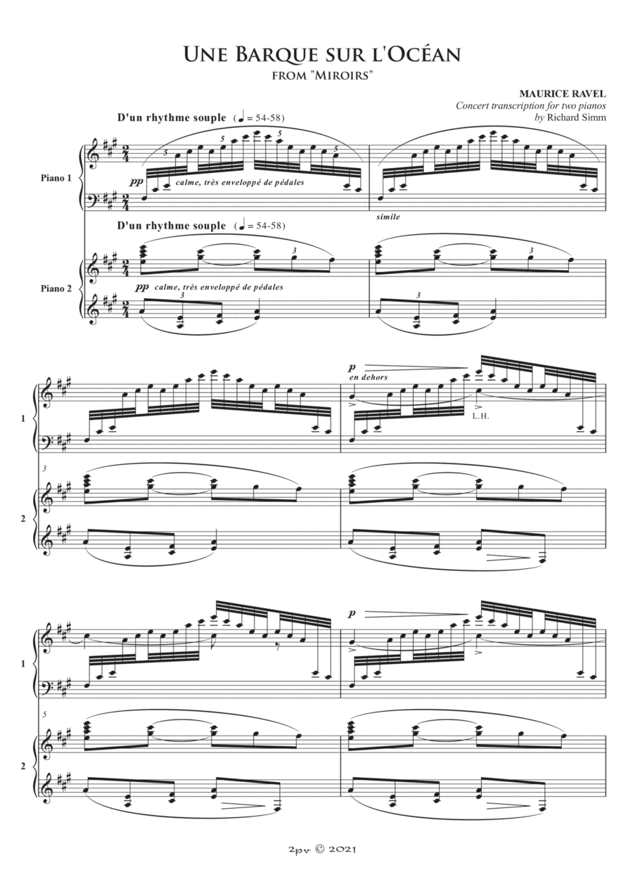 "Une barque sur l'océan", for 2 pianos (arr. Richard Simm)