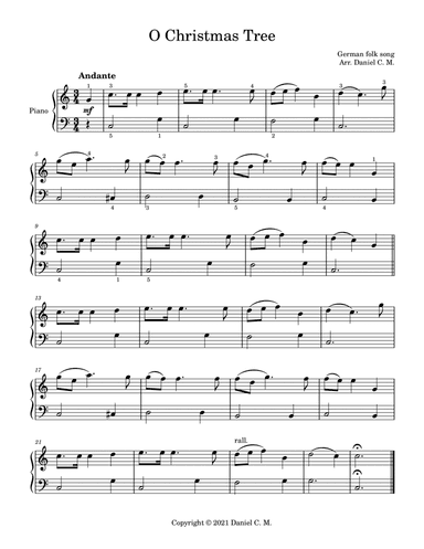 O Christmas Tree for piano (very easy) (arr. Daniel C. M.)