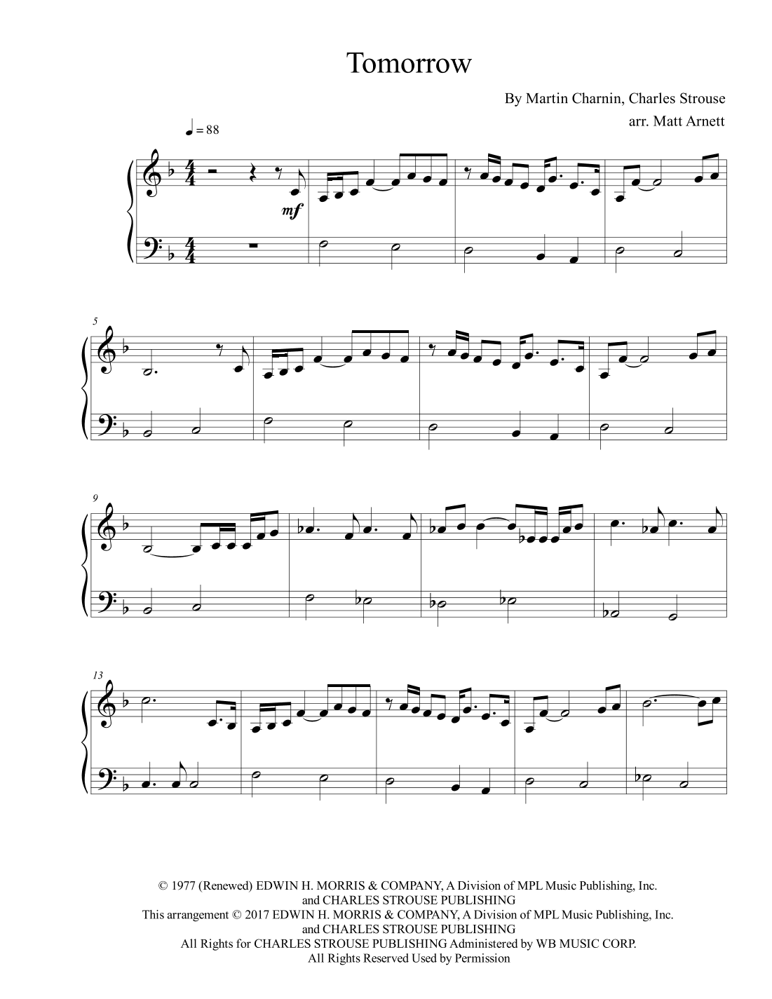 Tomorrow (arr. Matt Arnett)