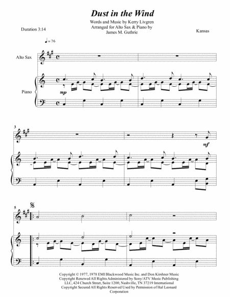 Dust In The Wind (arr. James M. Guthrie, ASCAP)