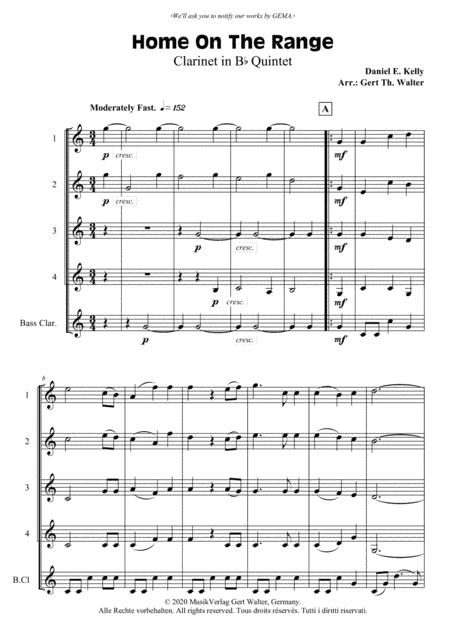 Home On The Range (arr. Gert Th. Walter)
