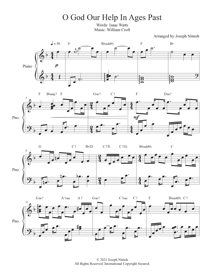 O God Our Help In Ages Past - Solo Piano (arr. Joseph Nimoh)