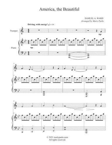 America, the Beautiful (Trumpet-Piano) (arr. Marty Parks)